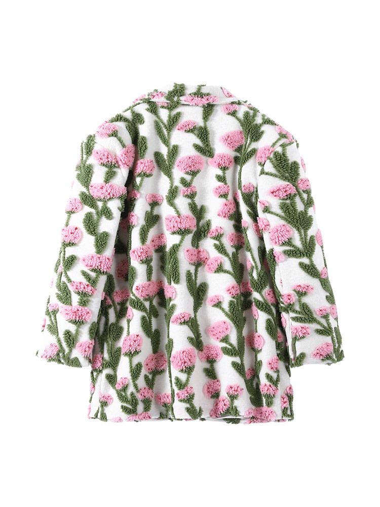 Women's Floral Patterned Jacket Women's Granular Velvet Jacket Ladies' Oversized Suit 2026