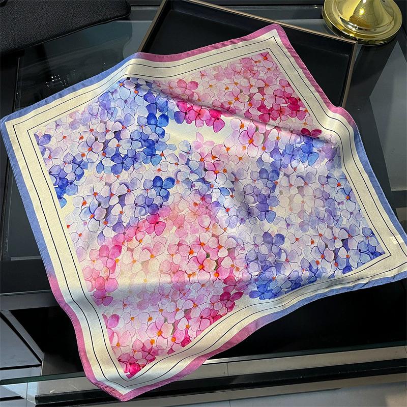 

Новый 100% Натуральный Шарф из Натурального Шелка Модный Женский Фуляр Женская Бандана Шарфы 2025 Женский Хиджаб Шаль Палантины Квадратный Шейный Платок Real Silk 53x53cm