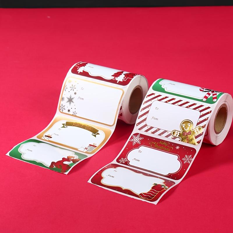Rouleau de 250 autocollants de Noël auto-adhésifs avec motif de cadre estampé - Autocollants de Noël, Étiquettes pour cadeaux, Autocollants Joyeuses Fêtes