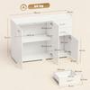 Sideboard, Modern Storage Cabinet with 2 Drawers, 3 Doors and Adjustable Shelves, High Gloss White