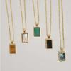 Fashion Jewelry  Colorful White Shell Necklace Rectangle Pendant Necklace Stainless Steel Necklace