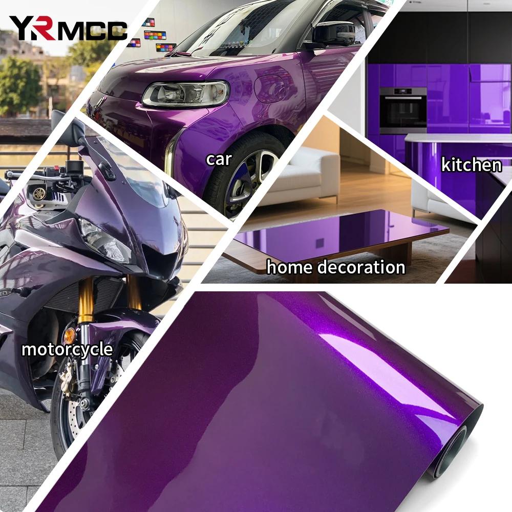 PET Glossy Purple Vinyl Wrap Film Car Adhesive Vinyl Wrap Sticker with Air Release Bubbles Free for Motorcycle Car Film Covering