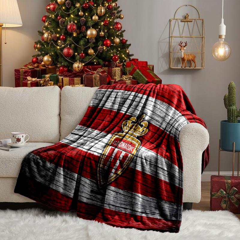As Monaco Crest Throws Blanket Flannel Blankets Plush for Couch Bed Gifts for Men Women Travel picnic blanket Christmas fan gifts
