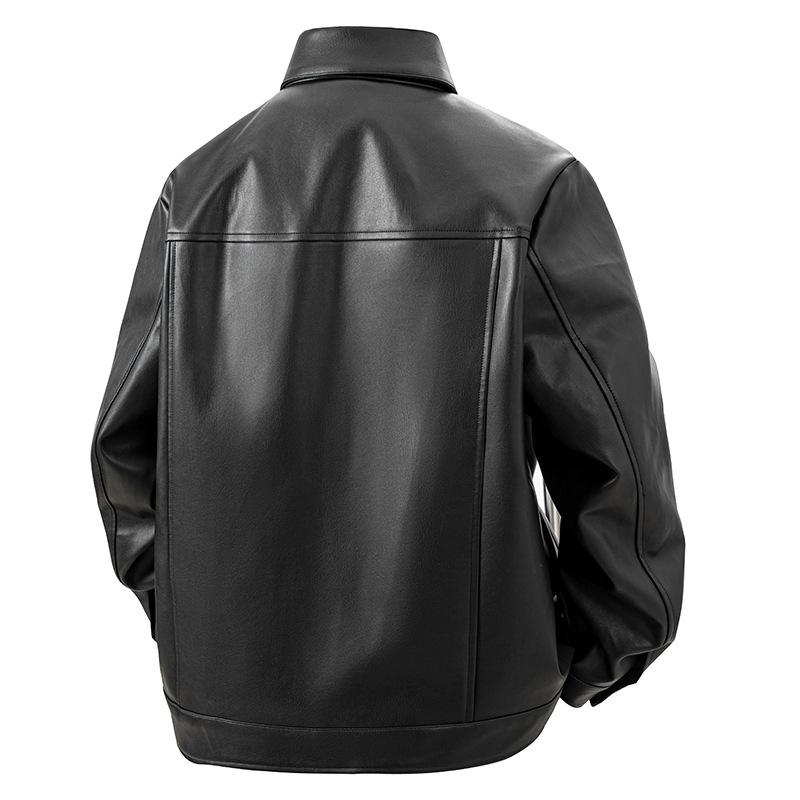 Spring and Autumn Collar Leather Jacket Men's Coat Versatile Casual Motorcycle Business Men's Leather Jacket