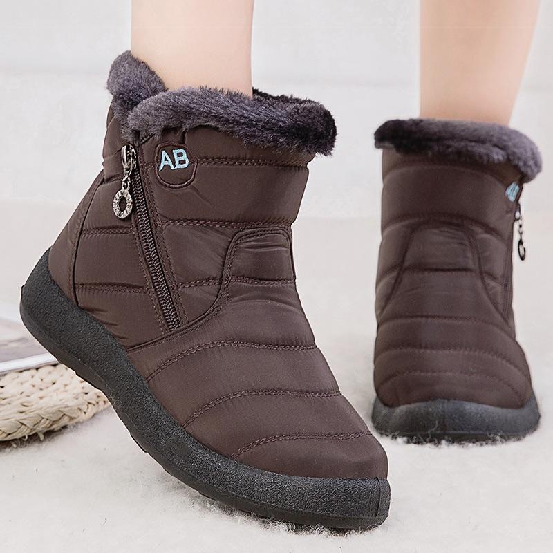 Boots Women'S Ankle Boots With Fur Waterproof Snow Botas Mujer Elegant Winter Shoes For Woman Winter Boots Casual Black Footwear