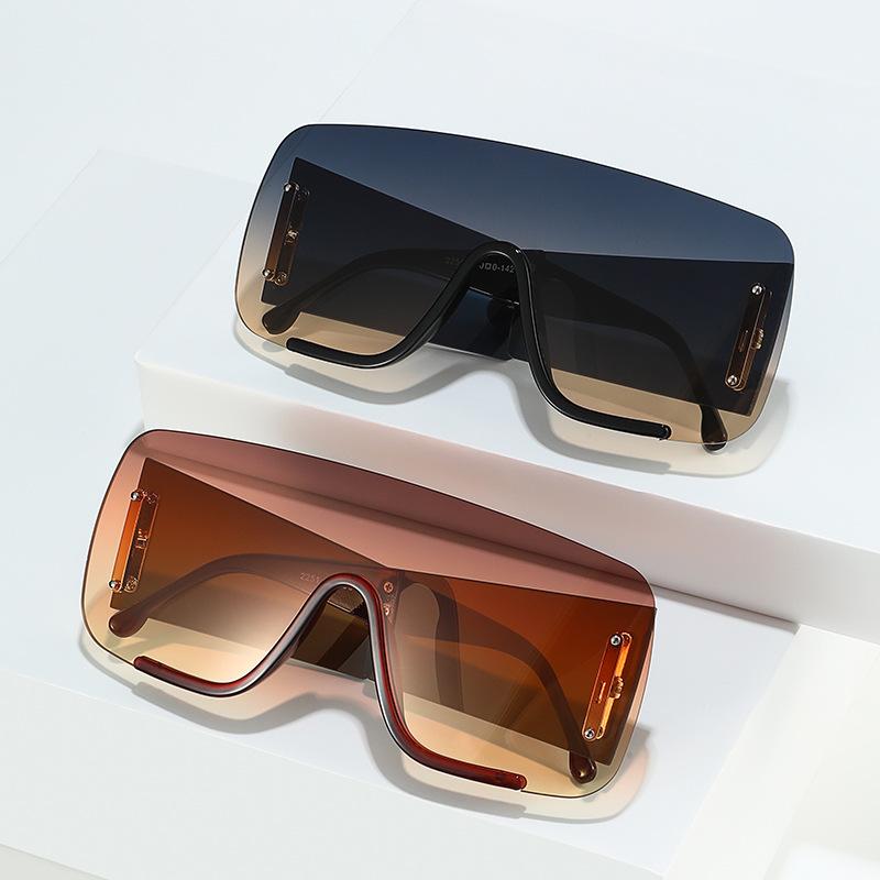 Luxury Brand Designer Half Frame Sunglasses Women For Men Trendy Punk Oversized Flat Top Sun Glasses Vintage Shades