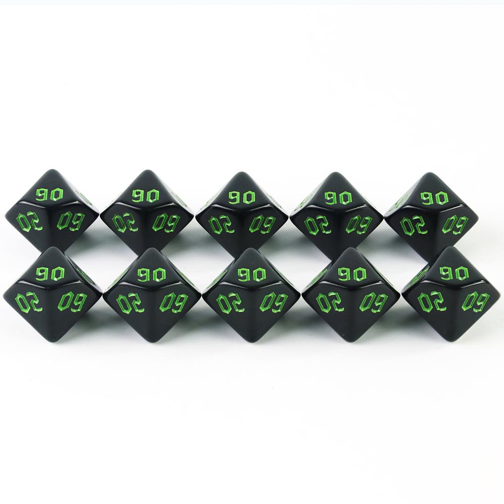 

Набор из 10 многогранных игральных костей D00(00-90) Кости Многогранные ролевые игральные кости DND ролевая настольная игра зелёный