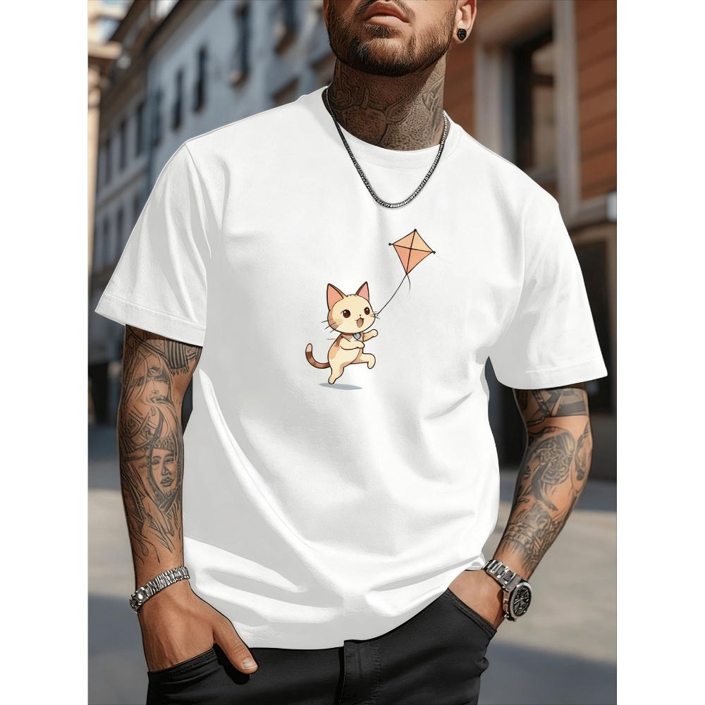 

Kite Cat T-Shirt,Soft Breathable & Fade-Resistant, Classic Fit for Daily Casual Wear XXL белый