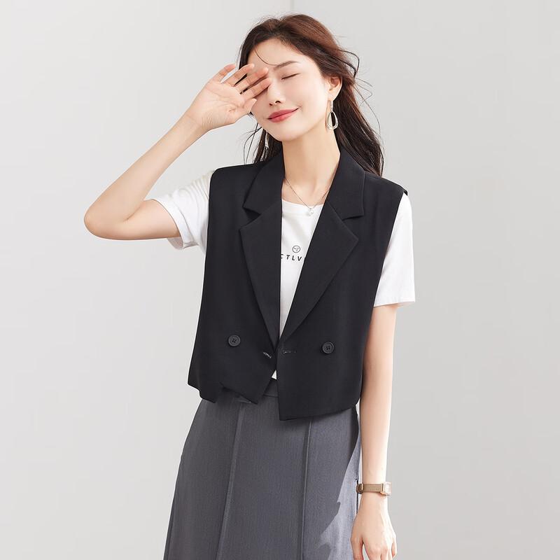 TERRE BLEUE Women's Loose Fit Short Commuter Blazer Vest