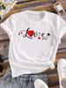 (Asian Size) Love Heart Letter Trend Clothing Casual Print Lady Women Tee Top Fashion Short Sleeve T Shirt Female Graphic T-shirts