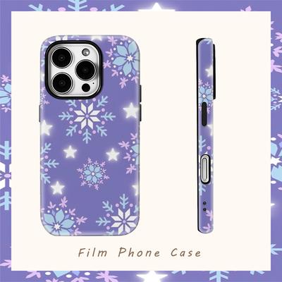 Purple Star Snowflake Phone Case for IPhone 17AIR 16E 16 15 14 13 12 11 17 Pro Max Plus Double-layer Back Cover