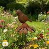 Rostige Gartendekorationsstäbe, Metallblumen Vogel Dekoration, Rostiger Metall Gänseblümchen Vogelstab, Pflanzgefäß Dekorationen für Innen Außen Hinterhof