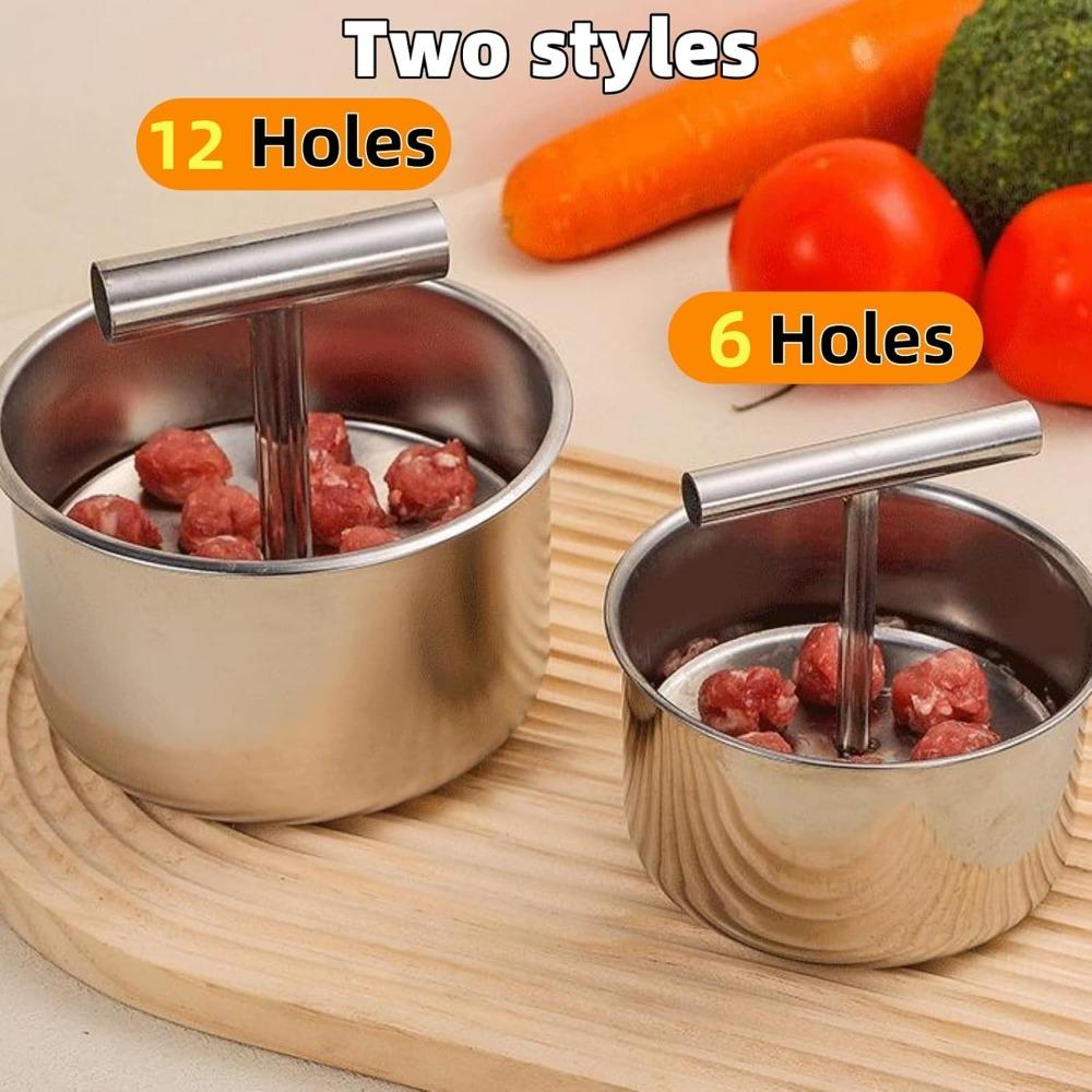 Stainless Steel Meatball Maker 6/12 Balls Manual Meat Baller Maker Machine Press Tool Meatball Made Tools Meatball for Kitchen