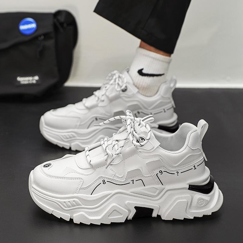 Men's Shoes 2026 Trend Casual Dad Height Increasing Teenage Running Pure White Sports