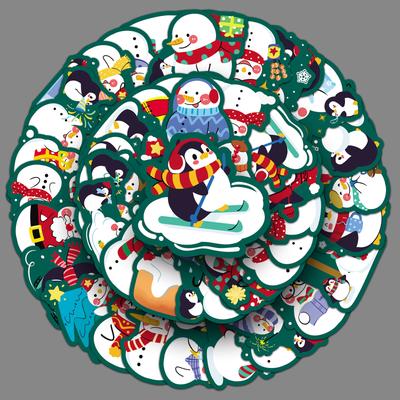 50 Kardan Adam Doodle Çıkartması Karikatür Sevimli Kış Taze Noel Dekorasyonu Cep Telefonu Yaratıcı Çıkartmalar
