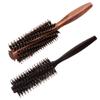 Straight Twill Boar Bristle Hair Round Brush Wood Handle Rolling Styling Comb