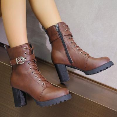 New High Quality Women Boots  Super High Heels Platform Motorcycle Winter Boots Mid Calf Shoes 35-42