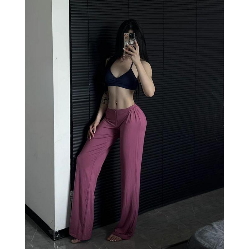 

Guangzhou Painted Clothing Co., Ltd. Zipper Super Comfortable Drape Fitness Yoga Pilates Casual Sports Trousers Rose pink (zipper) M