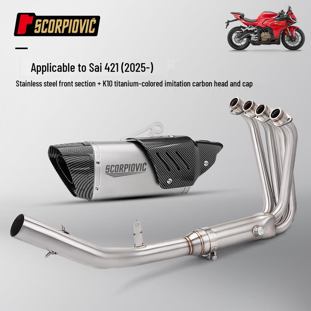 QJ Sai 421 Motorcycle Moped Exhaust System: Full Front & Rear Pipe Set 2025