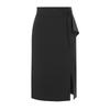 LANGZI High-Waisted Black Slit Midi Pencil Skirt