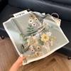 Fashion Black and White Printing Temperament Square Scarf Imitation Silk Korean Version Decorative Scarf Scarf Professional Decorative Shawl Silk Scar