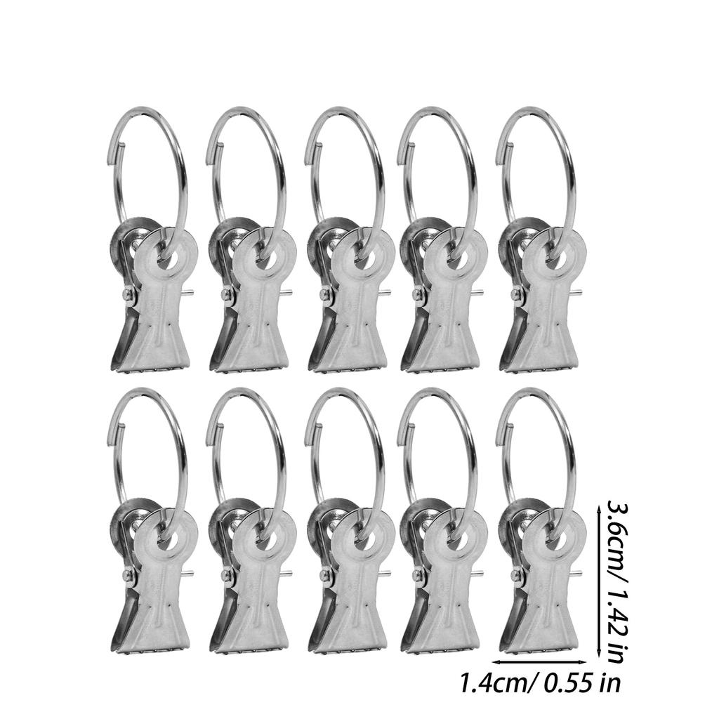 10/50x Gancio Metallico per Tende Anelli per Tende Clip per Asta Molletta per Doccia Fibbia Argentata Anello Appendioggetti Forniture per Decorazione Storage Casa
