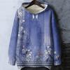 Women's Floral Print Loose Casual Long Sleeved Hooded Sweatshirt