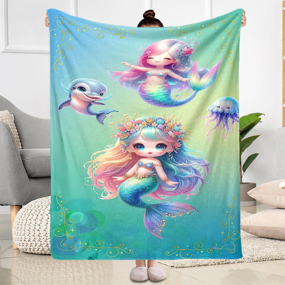 Mermaid Watercolor Fantasy Art Blankets are suitable for living rooms, bedrooms, camping, and other places, making them an ideal choice for gifts.