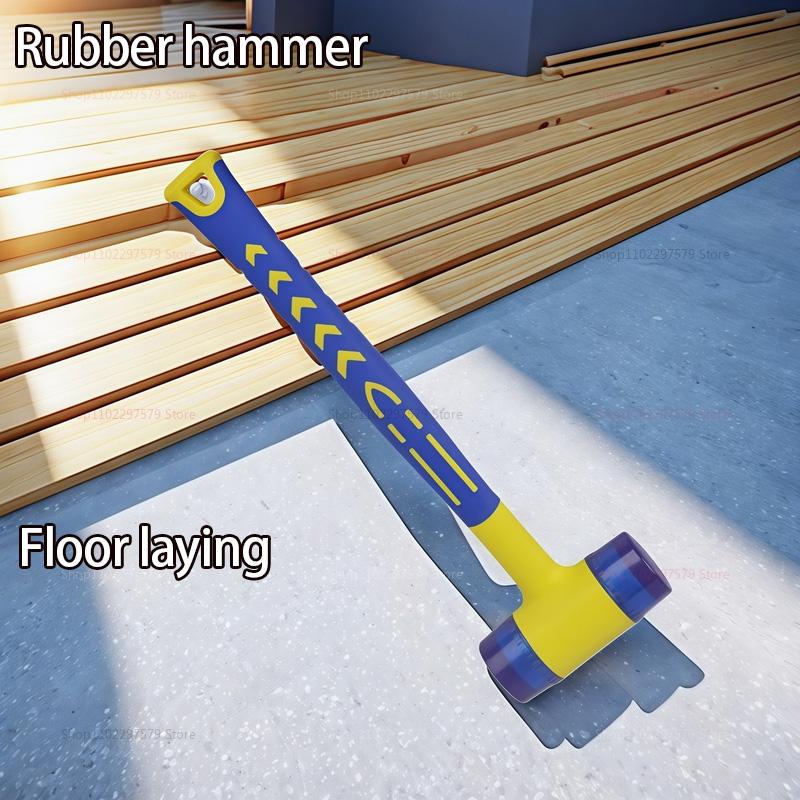 25/35/45mm Rubber Hammer Double Head Multifunctional Double Face Soft Touch Hammer Black Plastic Coated Grip DIY Hand Tool