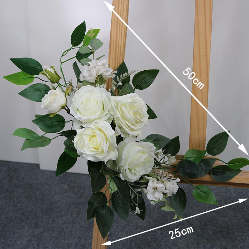Silk Flower Wedding Welcome & Directional Sign with Floral Art Decoration