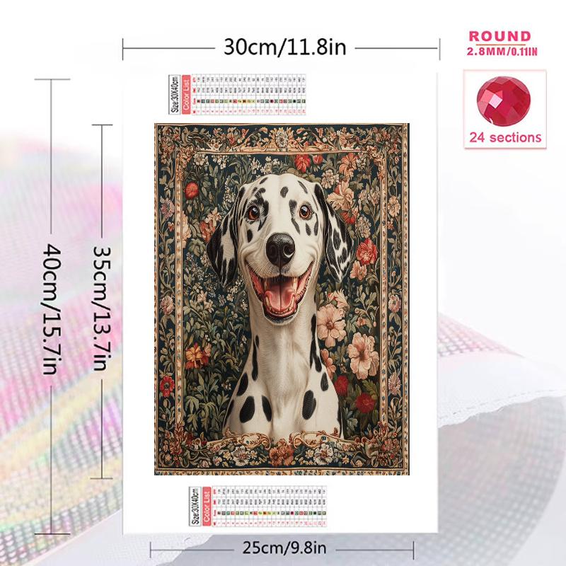 Dalmatian and flowers Pattern 3pcs 100% Round Full Drill 5D DIY Diamond Painting Embroidery Cross Stitch Rhinestone Décor