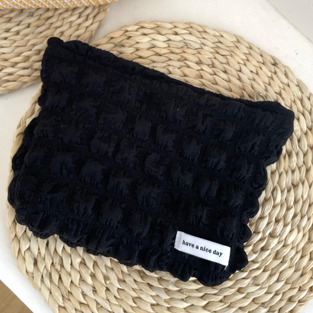 

Женская несессер-органайзер Bubble Chiffon Organizer Clutch Bags Multifunction Portable Casual Simple Candy Color для выходных и отпуска чёрный