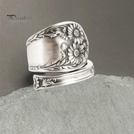 

Регулируемое кольцо «Ложка подсолнуха» в стиле бохо, винтажное кольцо на палец, выдвижное кольцо для женщин и мужчин, ювелирные изделия