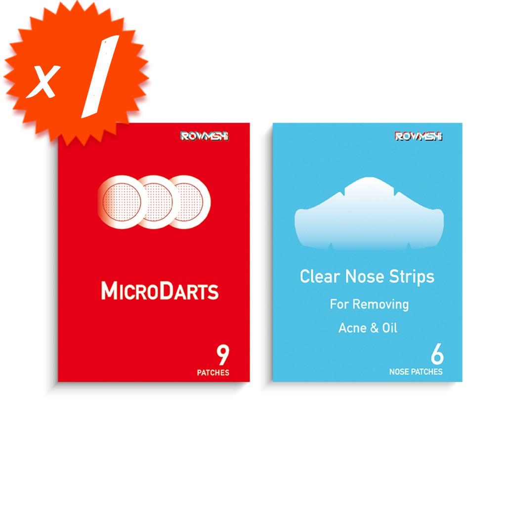 ROWMSHI Microdart Patches + Nose Strips Overnight Repair for Blind Pimples & Blackheads Hydrocolloid 1 Set