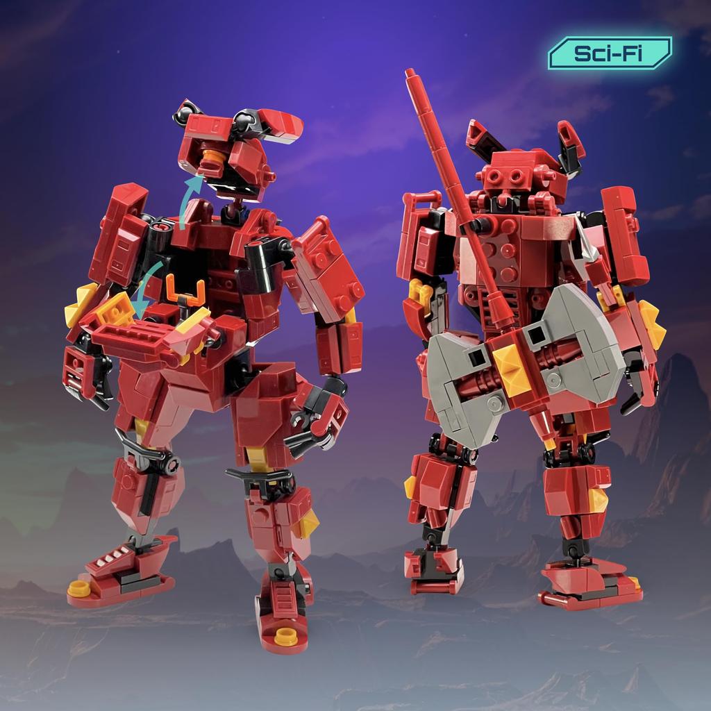MyBuild Rita 5028 Rote Rüstung Mech Kampfbeil Sammlerbaustein Set Alter Sci-Fi - 14+