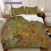 Vintage Maritime Adventure Map Three-piece set (1 * duvet cover + 2 * pillowcase, without core) 2D Flat Duvet cover and pillowcase