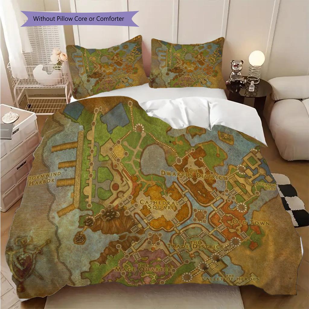 Vintage Maritime Adventure Map Three-piece set (1 * duvet cover + 2 * pillowcase, without core) 2D Flat Duvet cover and pillowcase