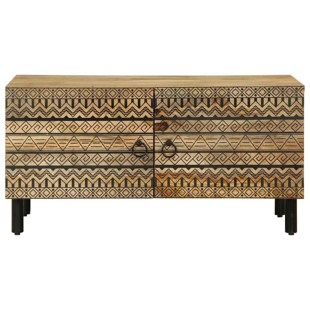  Coffee Table, Black, 80x50x40 Cm, Solid Rough Mango Wood
