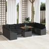 Garden Sofa Set with Storage 11 pcs Black Poly Rattan