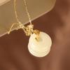 S925 Sterling Silver Hetian Jade Fu Character Necklace, Chinese Style Light Luxury Clavicle Chain for Women - Elegant Gift Accessory