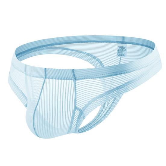 Men Thong Low Rise Elastic Waist U-Convex Briefs Solid Color See-through Smooth Lines