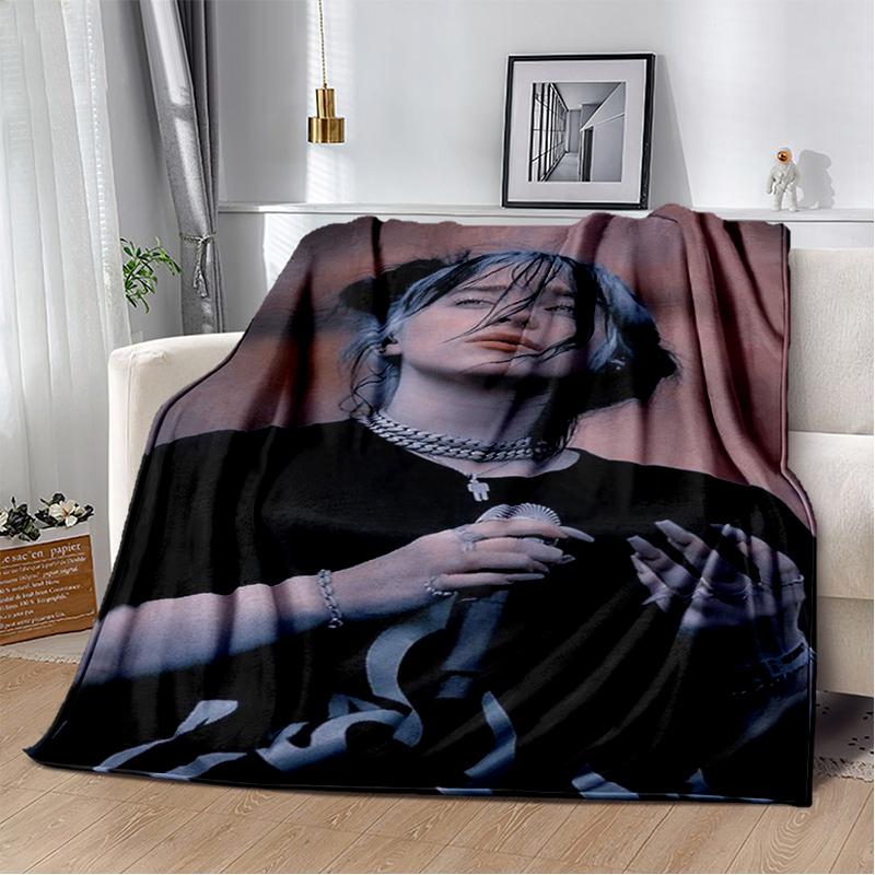 3D Hit Me Hard and Soft Billie Eilish Zpěvačka Měkká flanelová deka na postel, ložnici, pohovku, piknik, přehoz na přikrytí, dárek pro děti