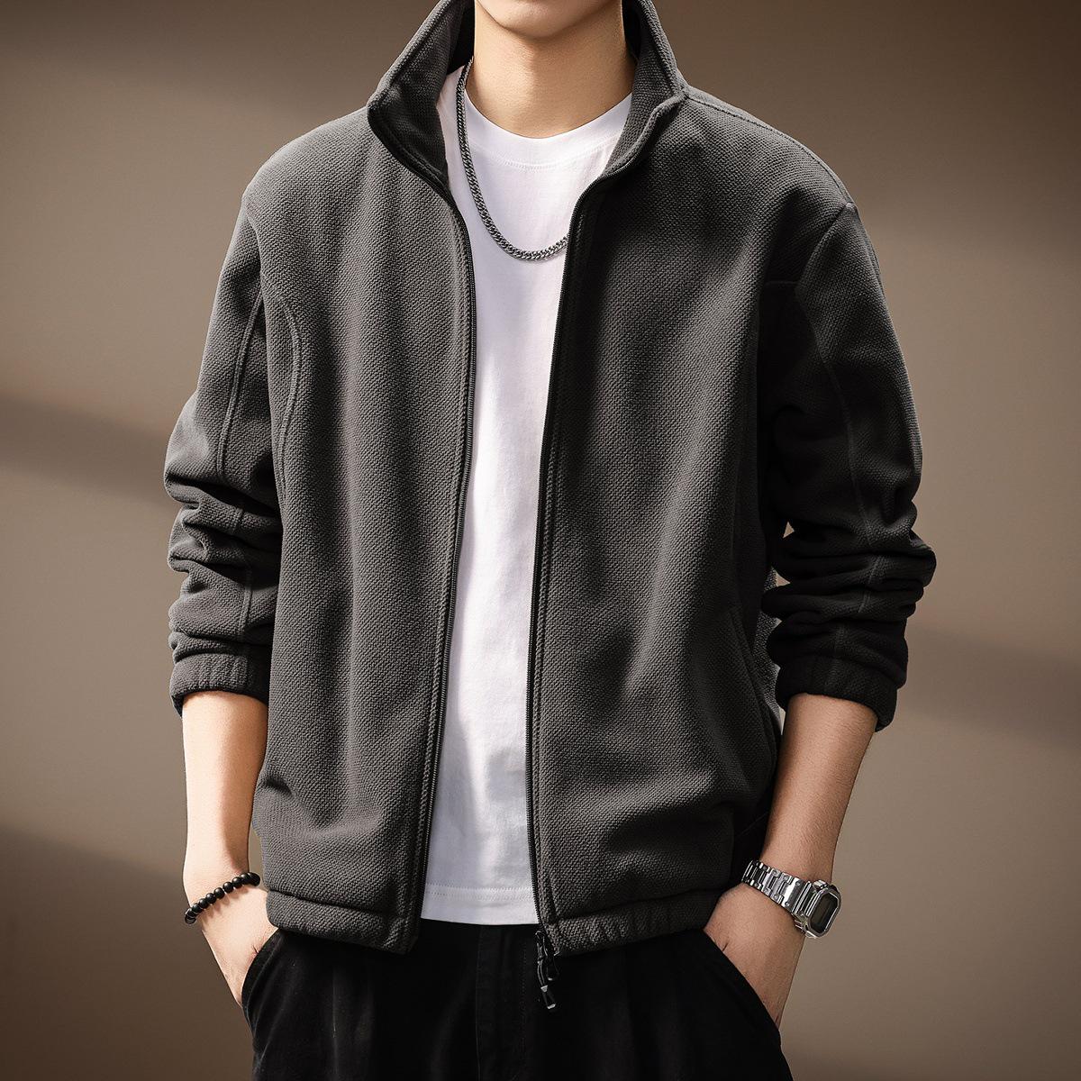 

Men s High-End 340g Double-Sided Fleece Plaid Patchwork Hoodie for Autumn/Winter 4XL fits 100-110 kg темно-сірий