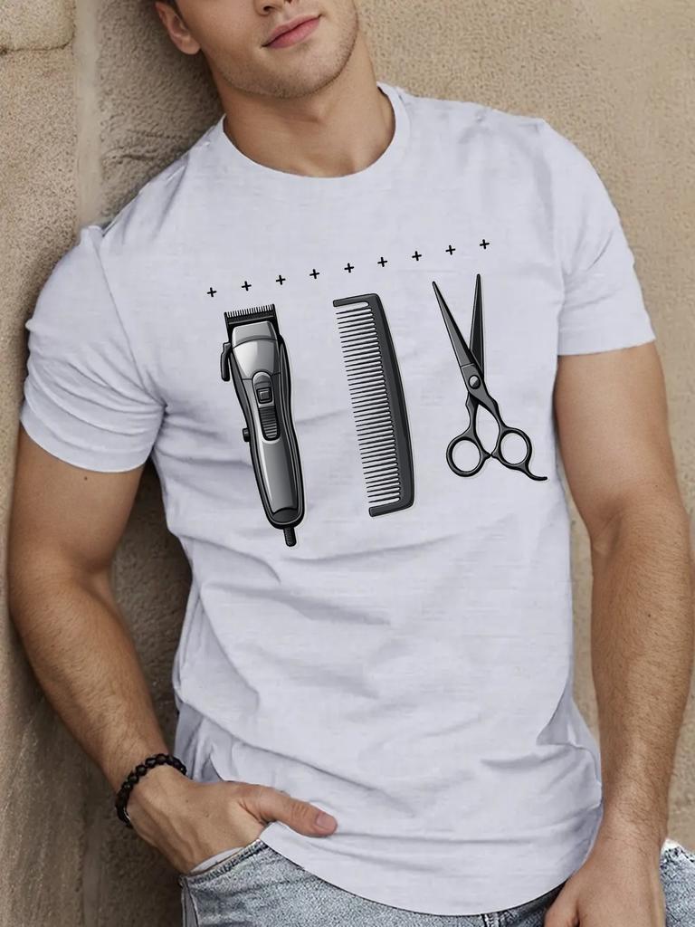 Barber Tools Graphic Printing Summer Autumn Winter Men's and Women's Short Sleeved T-shirts Casual Loose Outdoor Street Trend