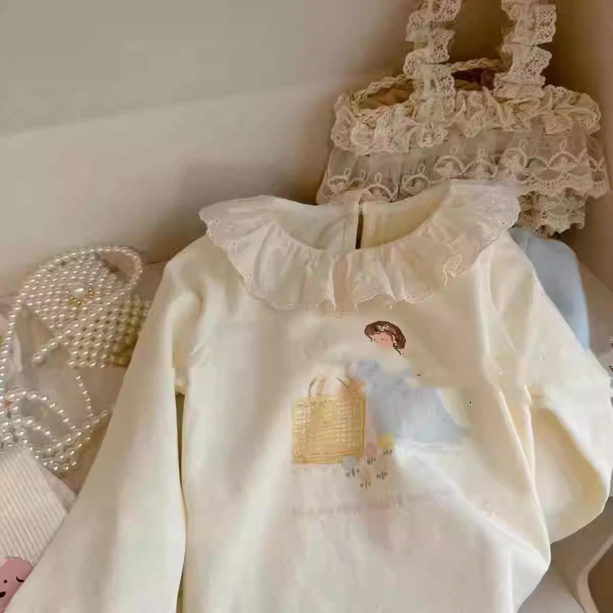 

2024 Осень Корейский Стиль Девочки Кролик Вязаный Кардиган и Свитер Набор Size 90