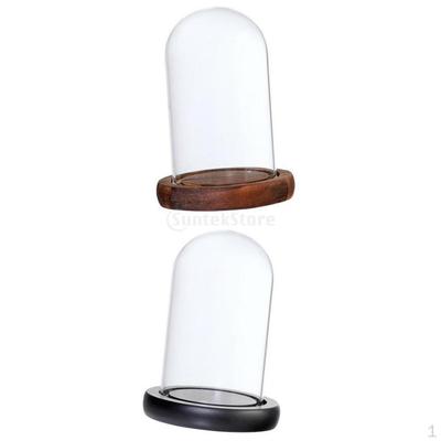 2 Pieces Cloche with Wooden Base Flower Landscape Holder Covers