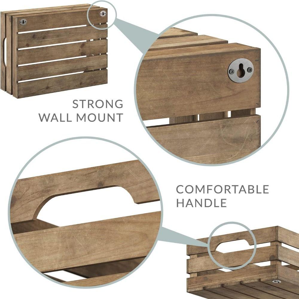 Wooden Wood Nesting Storage Crates Handle Storage Container Vintage Wood Basket Bedroom