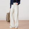 Women's Drapey White Casual Cotton Pants: 2025 Autumn High-Waisted, Loose, Slimming, Straight-Leg, Wide-Leg Long Pants