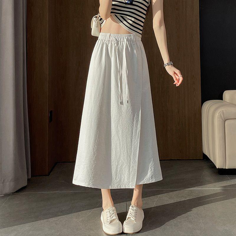 Ice-Feel High-Waisted Drape Split Skirt Pants - Summer 2026 Women s A-Line Wide-Leg Style XL (120-130 jin)