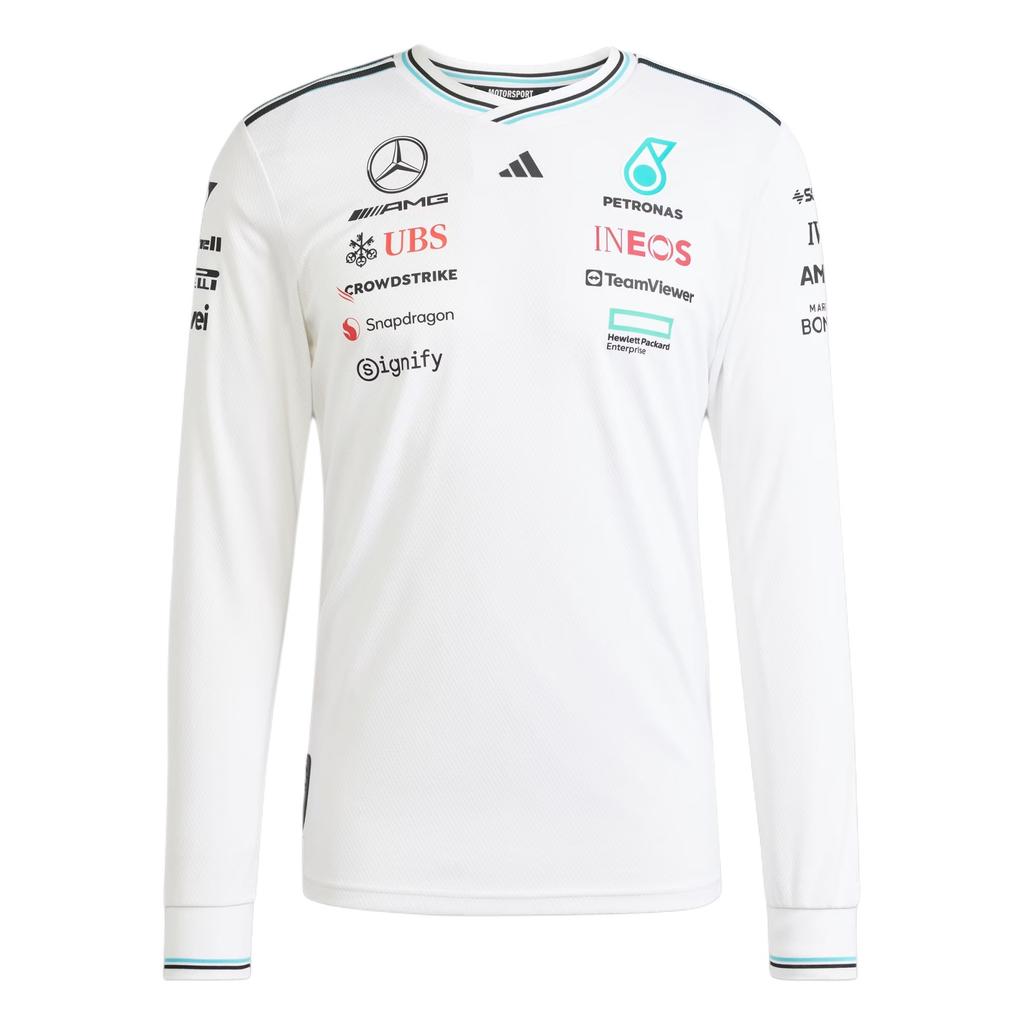 Adidas X Mercedes-Amg Petronas F1 Team Ss25 Simple Versatile Comfortable Long Sleeve Breathable T-Shirt Men Tops White Black JX5797